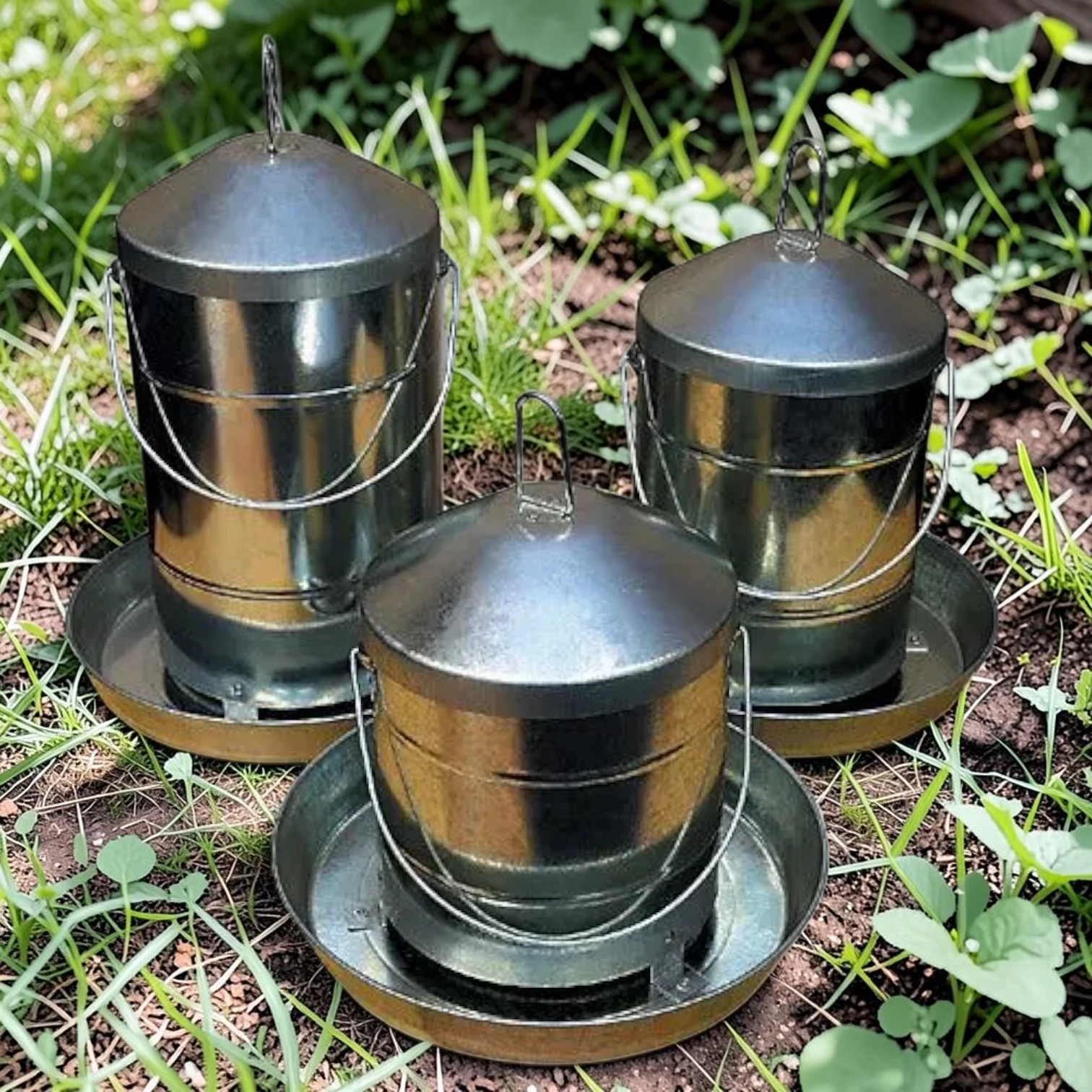autofeedbird Poultry Feeder Galvanised Steel 9kg Capacity Hanging Design